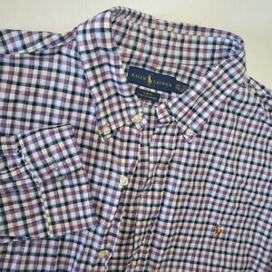 Ralph‎ Lauren XXL Mens Slim Fit Stretch Oxford Plaid Button Down Shirt